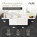 Nuie White Kitchen Sink 30 inch Single Bowl Apron Fluted Front Farmhouse Sink with Central Waste Position, Fireclay Ceramic Kitchen Sinks, Farmhouse Sinks for Kitchens - 30x18x10