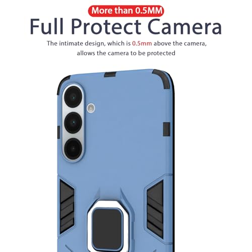 Image of Pikkme D5 Tough Armor Bumper Case | 360 Protection Case | Ring Holder Stand Back Cover for Samsung Galaxy A56 5G (Blue)