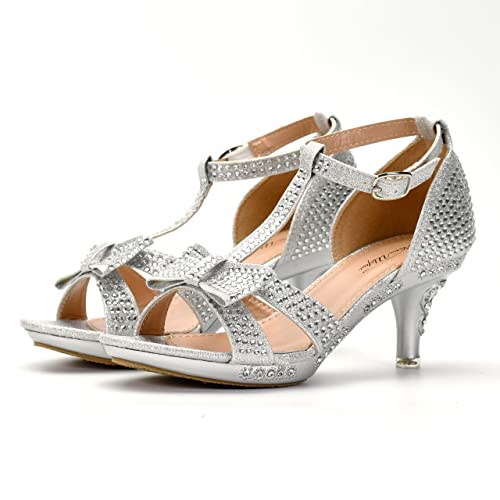 Image of Nova Utopia Toddler Little Girls Low Medium Heel Dress Sandal Flower Girl Shoes (size 9-4)