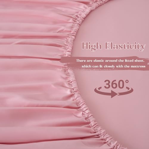 Image of Homiest 3-Pieces Ruffle Pillow Case & Fitted Sheet Set, Light Pink Queen Sheets with 2 Ruffled Pillow Shams, 15 Inch Deep Pocket, Cute & Coquette Microfiber Bed Set for Decorating Bedroom Hotel