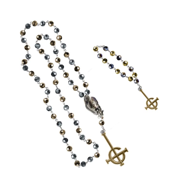 Juego de rosario y pulsera para papá ligero sin metal pesado ni alergias