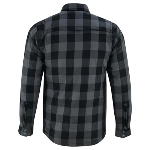 Hugger Men's Motorcycle Shirt Plaid Biker Flannel Jacket Removable Sporty Armored, Zipper and Snap Closure & Water Resistant2