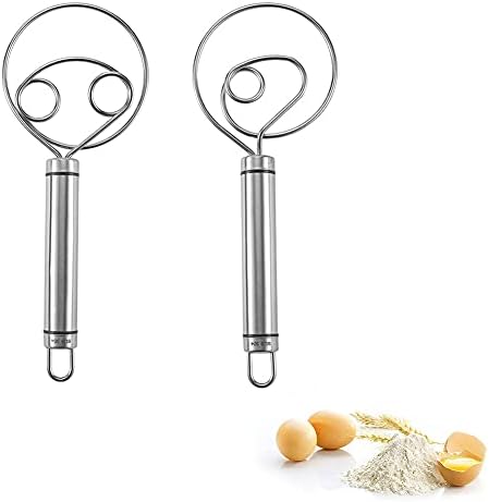 Frullatore per Impasto, Set da 2 Pezzi Professionale per Impasto, frullatore per Pasta, Frusta Danese con Manico in Acciaio Inossidabile, Frusta per Utensili da Cucina
