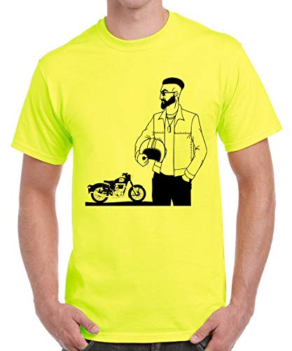 Image of Caseria Men's Cotton Printed T-Shirt -Bike Man | 100% Cotton | Half Sleeves | Regular Fit | Printed | Round Neck | Graphic T Shirt