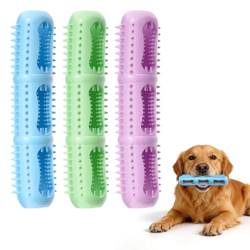 Eternalyme Bite and Brush Puppy Teething Toys for Cleaning Teeth Dog chew Toys Stuffable Dog Toy for Extended Playtime Dog Dental Chew Toy for Small & Medium Breeds(3 Pack)