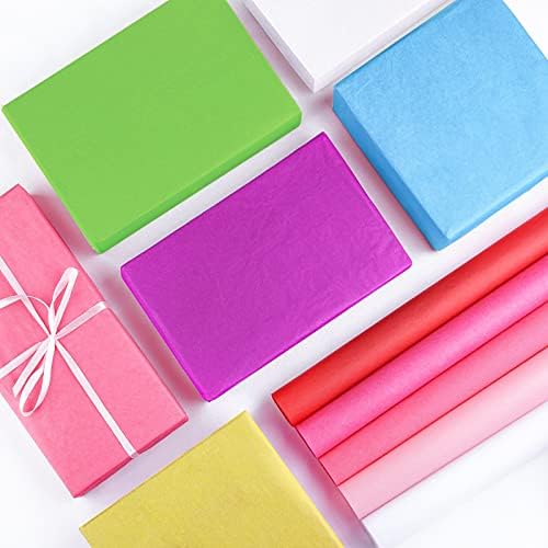 MIAHART 60 Sheets Coloured Tissue Paper Bulk 35x50cm Wrapping Tissue Paper 20 Assorted Colors Art Tissue Paper for Craft Floral Birthday Party Festival Gift Wrapping Decorative