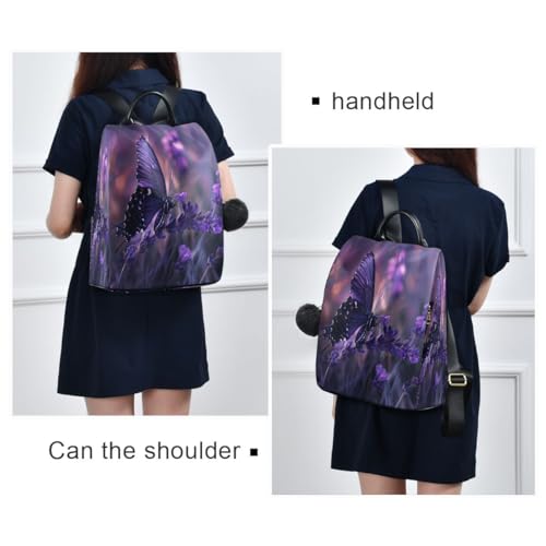 Image of SUABO Butterfly Purple Flower5 Women Backpack Purse Anti-theft Casual Shoulder Bag Fashion Ladies Bags