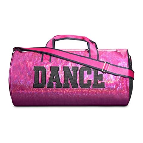 Pink Shimmer Dance Duffle Bag for Girls, Kids Travel Bag with Adjustable Carry on and Handy Pouch, Dance Accessories for Girls, Teens - 18 L Cover