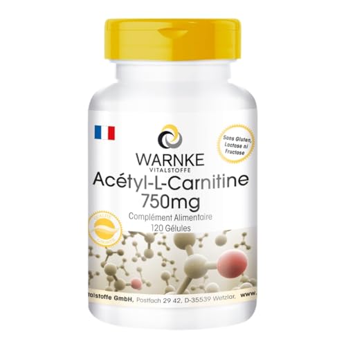 Acétyl-L-carnitine - 750mg - haute dose - vegan - 120 gélules | Warnke Vitalstoffe - Qualité des pharmacies allemandes