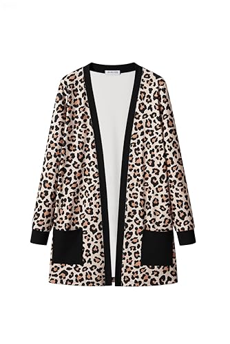 Image of Womens Leopard Print Cardigan Lightweight Long Sleeve Open Front Fall Cardigans S-XXL