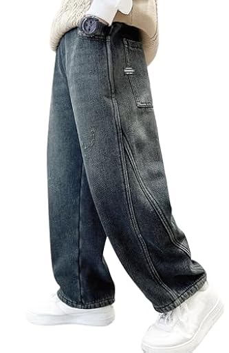 Niño Tejano Largo Pantalones Estilo Baggy Vaqueros Callejero Vintage Holgados Verano Pantalón de Denim Pierna Ancha Jeans 12-13 años | Ya disponible en tu tienda friki favorita! En mundofriki.es!