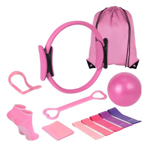 Home Pilates Essentials Kit for Women, Starter Pilates Equipment Set with 13'' Pilates Ring, Pilates Ball with 6 Resistance Bands & Nonslip Socks