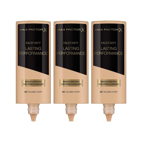 3 x Max Factor Lasting Performance Weightless Feel Foundation 97 Golden Ivory
