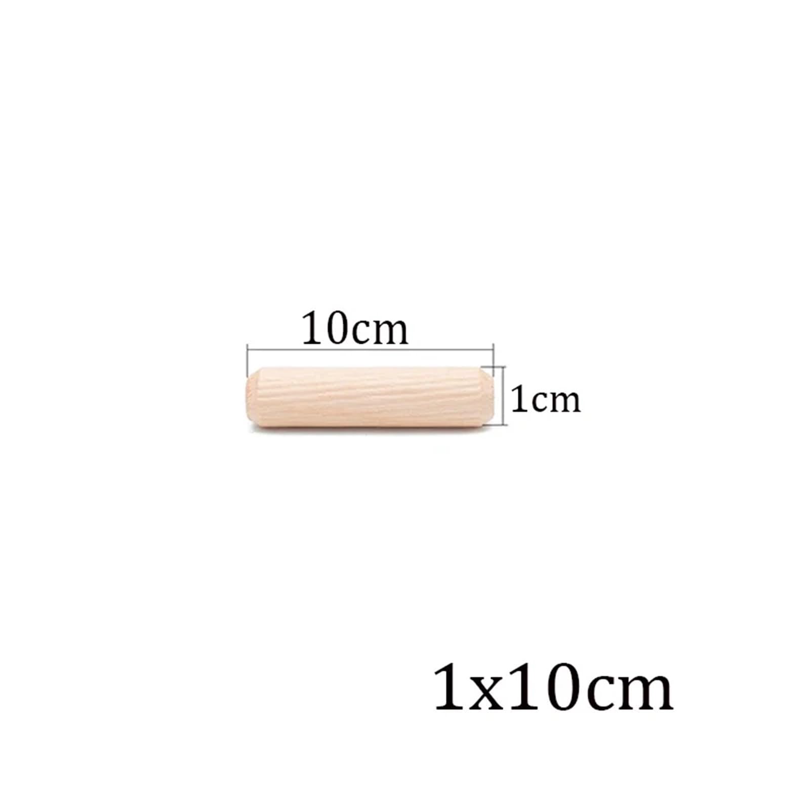 100/50 Stück Holzdübel for Schrankschublade, rund, geriffelt, Holz, Basteldübel, Stangen, Möbelbeschlag FüR Diy, Modellbau Und Heimwerker(Log color 1x10cm,50pcs)