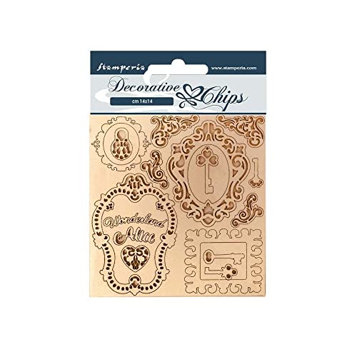 Stamperia International Keys And Frames Chips Decorativi-Alice Chiavi E Cornici, Vario, 9.5 X 9.5 Cm