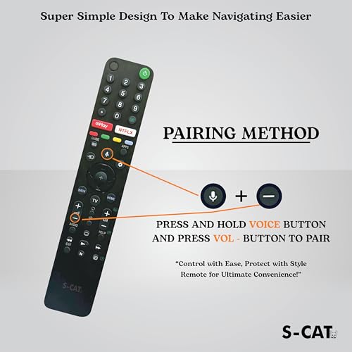 Image of S-CAT Compatible with Sony Bravia TV Remote RMF-TX500p Model Suitable A8H X8500G X9500G X8000H Series KD-65X8577G KD-55X8577G Smart 4K OLED Google Televison with Bluetooth Voice Command - Pairing Must