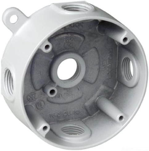 Red Dot DS-47-WH Device Outlet Box, Round, 5 Hub, 4 Plug, 4-1/8-Inch Diameter, White