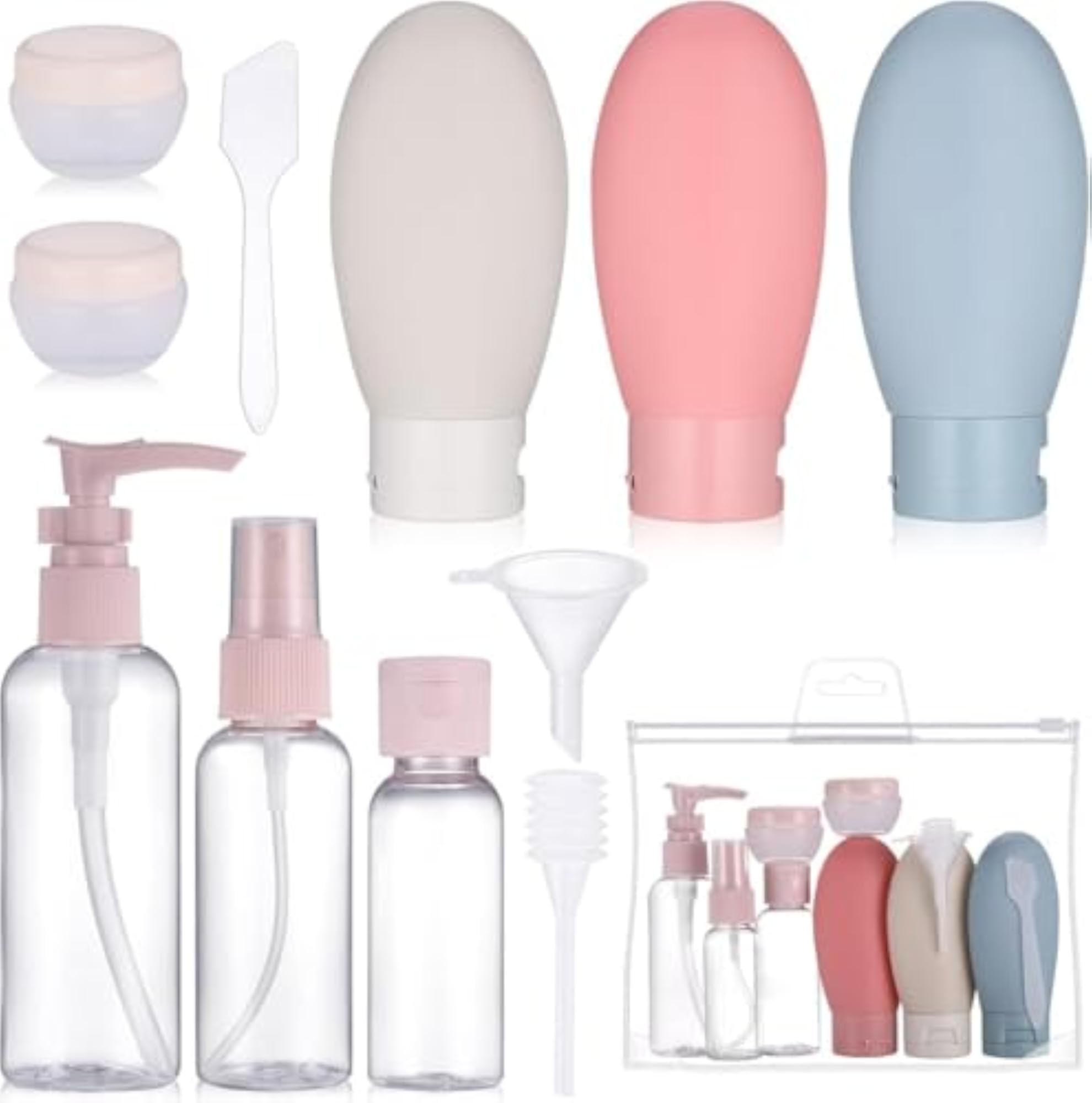 11pcs Travel Bottles Set for Toiletries, 60ml, Multicolour