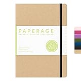 PAPERAGE Recycled Lined Journal Notebook, (Kraft), 160 Pages, Medium 5.6 in x 8 in - 100 GSM Thick Paper – College Ruled, Hardcover Journaling Notebook for Work, School & Note Taking