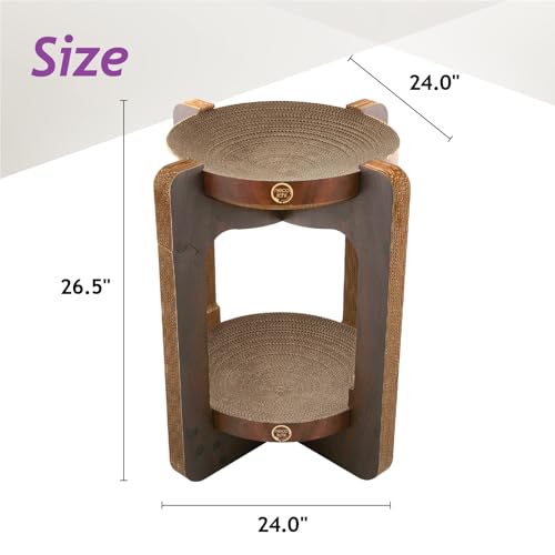 Image of Necoichi Cat Scratcher Tower for Indoor Cats - Cat Scratching Post Lounger with Reversible Usability and Extra Comfort for Lounge, Cardboard Bed Couch / (XL, Dark Cherry)