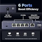 UGREEN 2.5Gb Switch, 6-Port Ethernet Switch, 5 x 2.5Gb + 1 x 10Gb SFP+, Standard/Link Aggregation to 5Gbps/VLAN 3 Modes, Plug & Play Metal Unmanaged Ethernet Splitter, Desktop/Wall Mount, for NAS, PC - Image 3