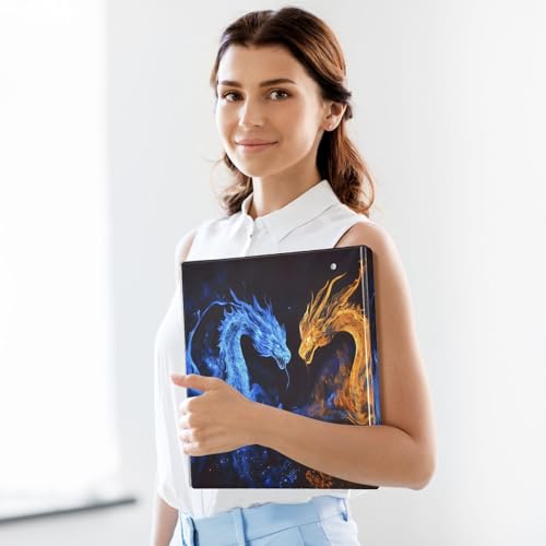 Image of Funny Dragon Orange Dragon 3 Ring Binder with 2 Interior Pockets 1.5 inch Binders 3 Ring Heavy Duty Fit 8.5 inch x 11 inch Letter Size for Office School, 2 Pack