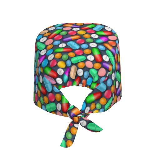 Image of Working Cap Scrub Cap with Sweatband Adjustable Unisex Women Tie Back Hat Nurse Surgical Caps