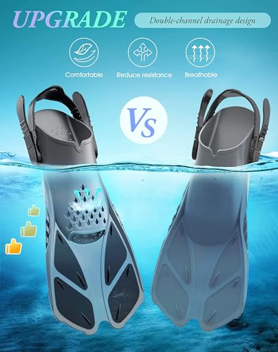 Greatever Snorkel Fins Adjustable Buckles Open Heel Swim Flippers Travel Size Short Swim Fins for Snorkeling Diving Swimming Adult Men Womens - Image 5