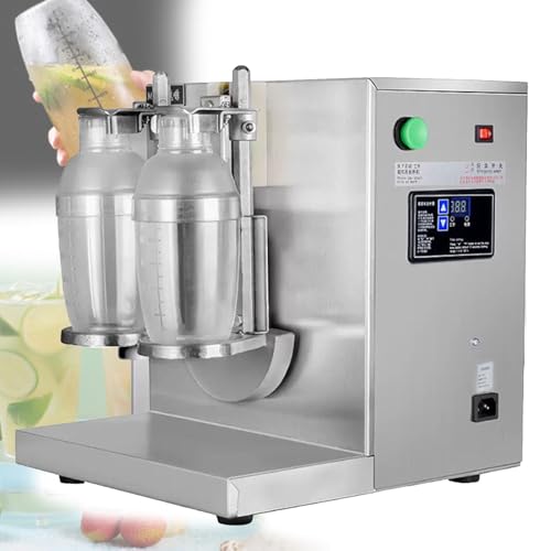 Milchaufschäumer, Automatische Milchtee-Shakermaschine, Elektrischer Doppelrahmen-Milchtee- und Cocktail-Shaker, 400 U/min, Edelstahl und Doppeltassen