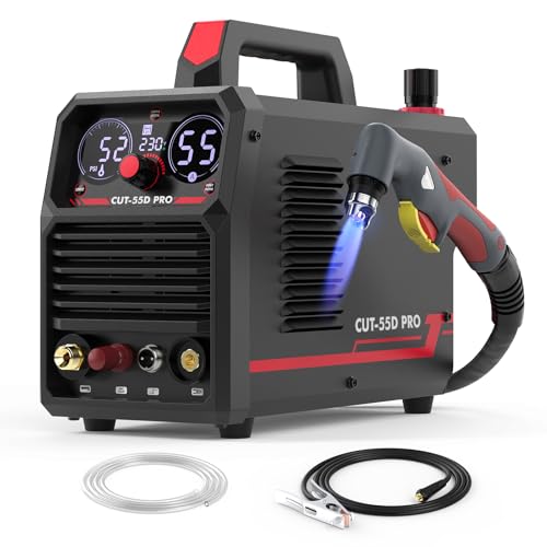 YESWELDER Plasmaschneider Niederfrequenz-Zündung Berührungsloses Pilotlichtbogen 55A, Große LED Digitalanzeige 230V, Max. Schnitt 20mm, Sauberer Schnitt 13 mm, IGBT Plasmaschneidmaschine