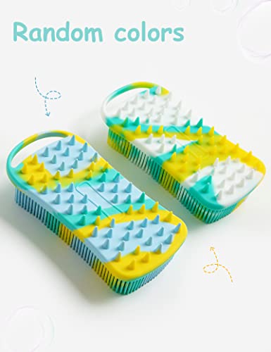 Silicone Exfoliating Body Scrubber Loofah Silicone Scalp Massager Shampoo Brush Soft Body Scrubbers for Use in Shower Lathers Well Easy to Clean 2 in 1 BSROLUNA (1 Pack Camouflage Green) - Image 3