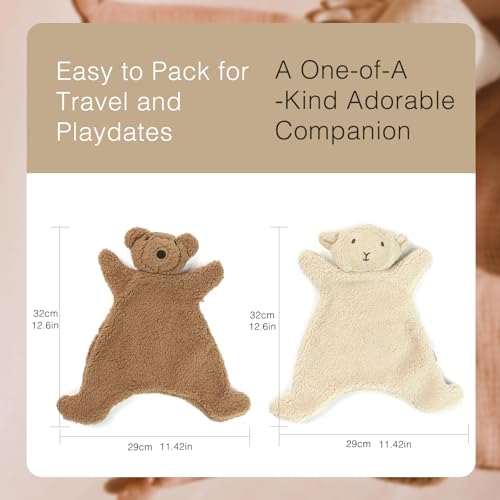 Image of Lovey for Baby,Soft Baby Security Blanket,Snuggle Stuffed Animals Toy Baby Girl & Boy, Bear&Lamb Lovey Comforter Toy for Babies 0-12months,Baby Gifts for Infant and Toddler (Brown-Bear)