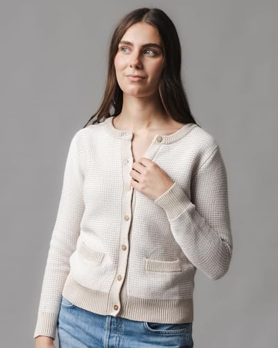 Image of Natural Tweed Organic Cardigan Sweater by Hope & Henry Women