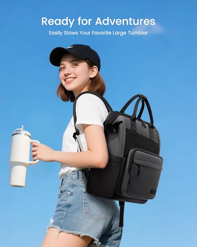 Image of LOVEVOOK Laptop Backpack for Women, 15.6 Inch Travel Backpack for Work College Business, Water Resistant Teacher Nurse Bag with Large Capacity, School Bookbag Bags Cute Daypack for Woman Girls