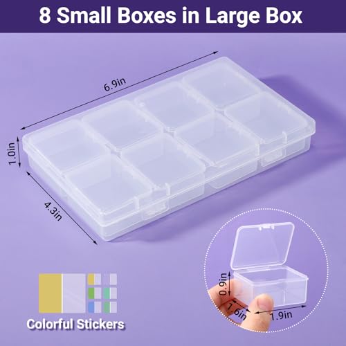 Image of Cosics Bead Organizers and Storage, Clear Plastic Bead Storage Containers with 8 Mini Storage Case for Small Projects, DIY Craft Jewelry, Stickers, False Nails, Screws, Seeds