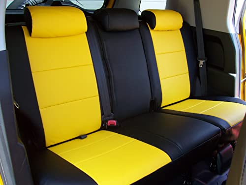 Iggee Artificial Leather Custom Made Original Fit Front And Rear Seat With Front 2 Armrest Covers Designed For Toyota Fj Cruiser 2007-2010 (Black/Yellow) #TOP2