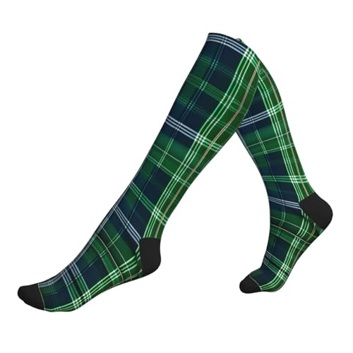 Longzehao Blue Scottish Tartan Print Compression Socks for Women and Men,15-20 mmHg is Best Support for Athletic sports