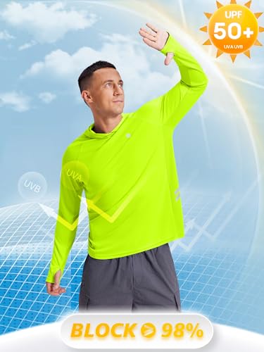 Image of PINSPARK Men's UPF 50+ Sun Shirts Long Sleeve Fishing Hoodie, UV Protection Rash Guard for Outdoor Hiking Running Swim Shirt