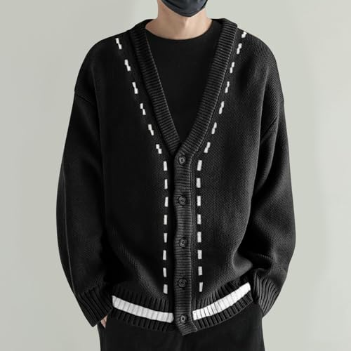 Cardigan Sweaters for Men Button Down Knit Sweater V Neck Ribbed Cardigan Cable Knit Sweater Casual Outwear2