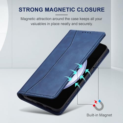 Image of Jasonyu Flip Wallet Case for Samsung Galaxy S23 FE,Blue