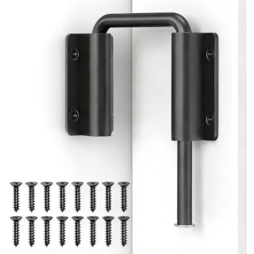 Sliding Door Loop Latch 2.38″ U-Shaped Slide Loop Lock for Door 90/180 Degree Gate Latches for Barn Doors, Closet, Fence, Window, Patio Black