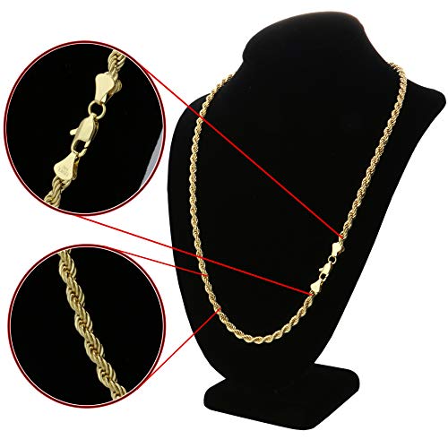 Collier hip hop unisexe maille 5 mm résistante plaqué or 14k initiale P
