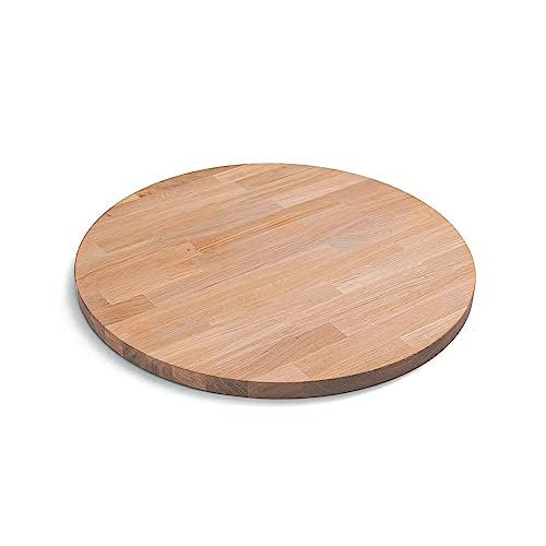 domli Solid Wood Round Premium Oak Table Top | 400m x 400mm x 27mm Oiled Surface | Top Grade European Wooden Large Round Kitchen Dining Tabletop Worktop Desktop Countertop Cafe Bar Top