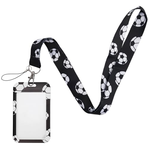 Soccer ID Badge Holder with Lanyard, Detachable Football Badge Holder with Neck & Wrist Lanyard...