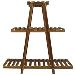 Maceteros Altos Terraza XYJNN Maceteros-macetas Balcon Estantería De Flores Retro De Madera De 3 Capas, Estantería De Múltiples Capas, Adecuada para Balcón De Terraza De Jardín (Color : Brown, Size : 76CM)