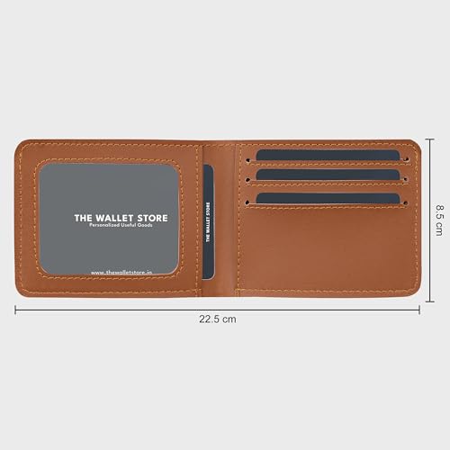 Image of The Wallet Store Personalised Leather Wallet for Men | Customised with Name and Charms | Best Gift for Husband, Boyfriend, Brother | for Anniversary, Birthday, Etc (Tan)