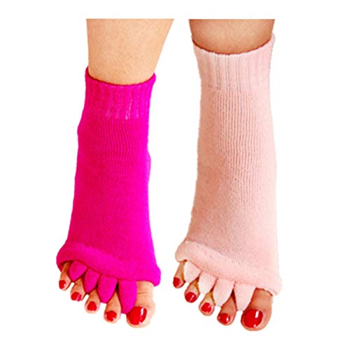 Minjie Yoga Gym Massage Half Toe Socks Foot Alignment Socks Toe Separator Socks Comfy Toes Alignment Socks for Women men(2 Paris Pink+Rose)