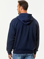 JMIERR Hoodie Herren Fleece Baumwolle Einfarbig Sweatjacke Warm,Blau 3XL – Ansicht 2