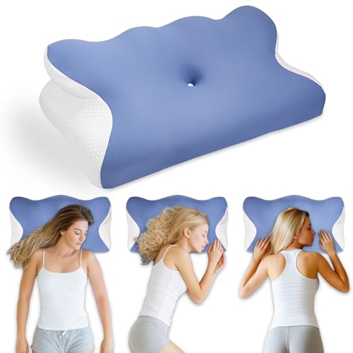 Cuscino Per Cervicale,3 in 1 Cuscino memory foam cervicale,Cuscino Ortopedico per Dormire sul lato e sulla schiena Sulla Stomaco,Lavabile Federa,65 x36 x 13cm