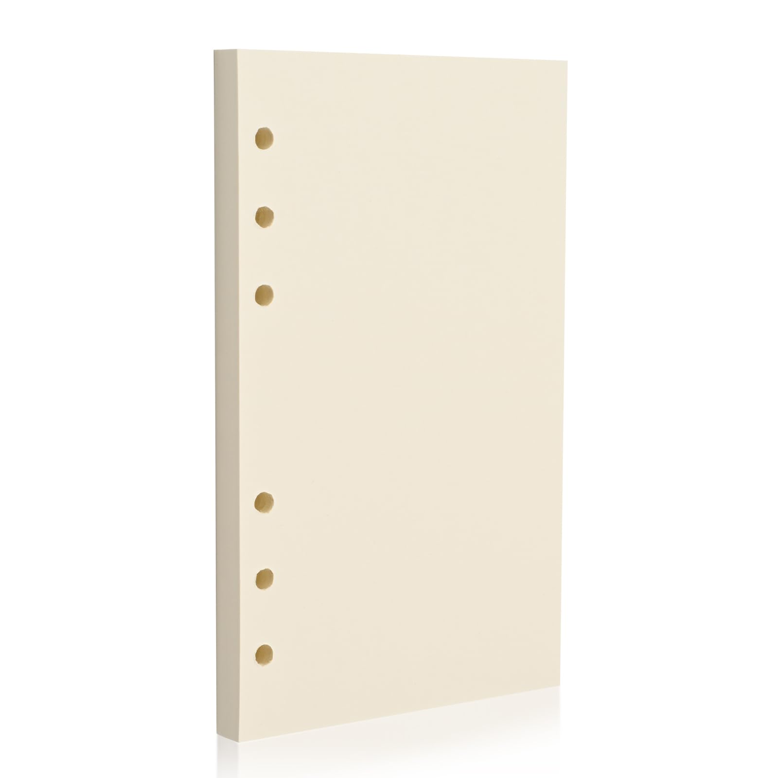 A6 6-Hole Blank Loose-Leaf Filler Paper – 80 Sheets, 100GSM, Beige Notebook Refill – Fits A6 6-Ring Binders for Office, Journaling, Planning, Notes. Double-sided writing supported